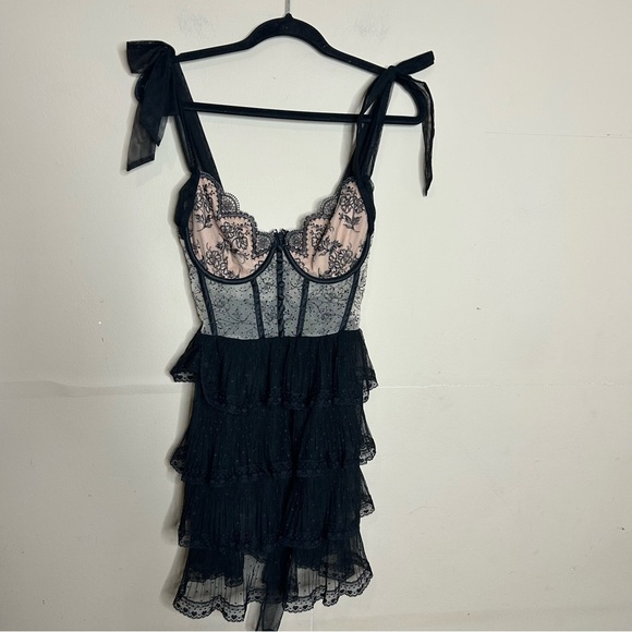 FOR LOVE & LEMONS Freya Slip Black Corset Tulle Dress - Picture 5 of 10